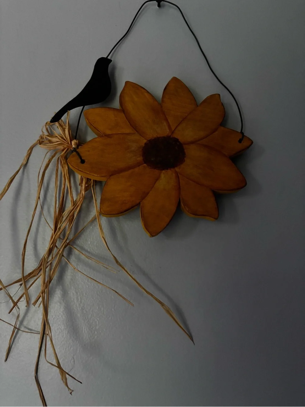 Wooden Sunflower Wall Hanging in Golden Brown